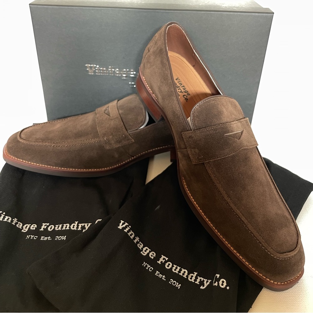Vintage Foundry Co. Men’s Handcrafted Loafers Shoes Suede Size 10 Tan/Brown NIB